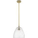 Crown Point 1 Light 9 inch Brushed Brass Pendant Ceiling Light in Seedy Glass