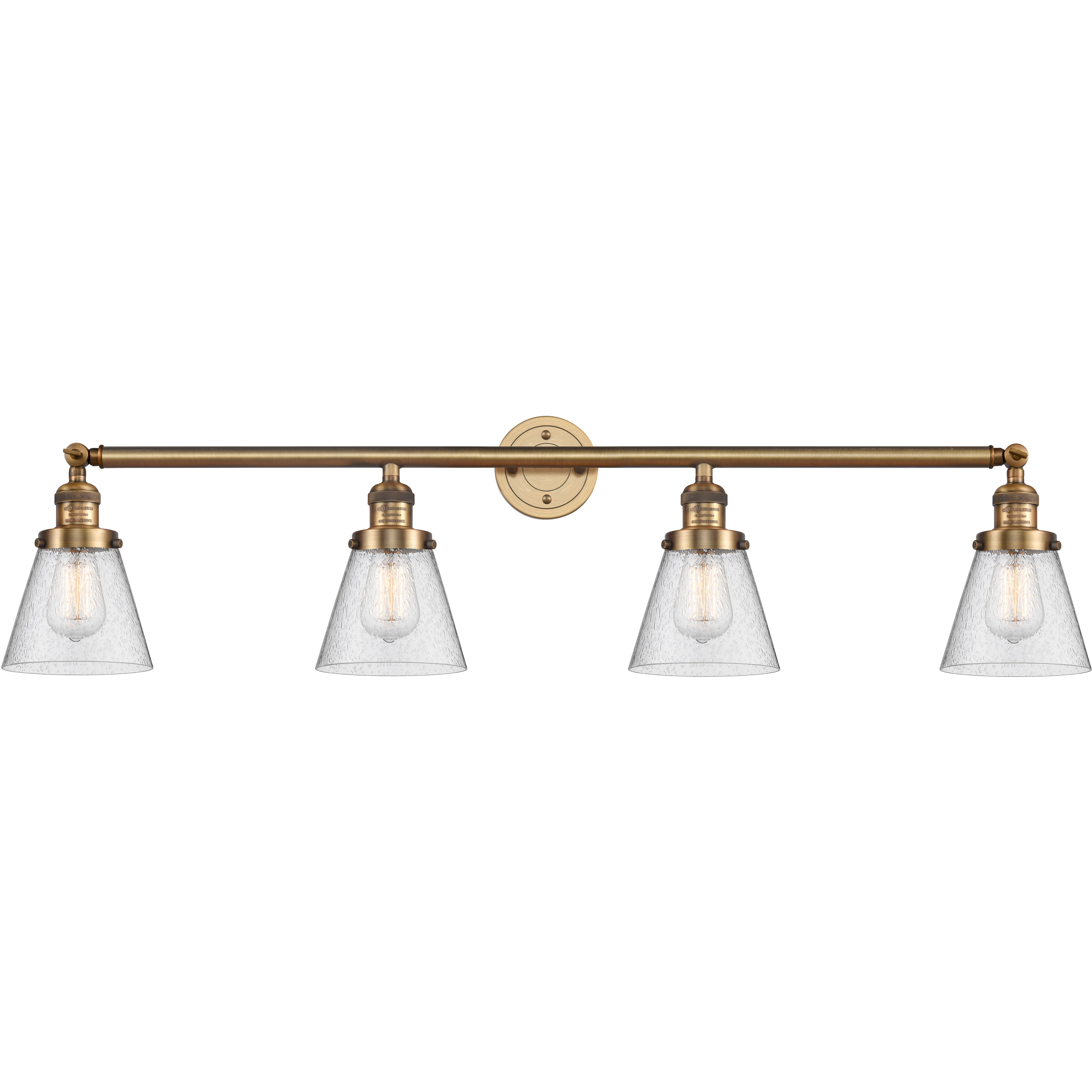 Franklin Restoration Small Cone LED 42.25 inch Brushed Brass Bath Vanity Light Wall Light in Seedy Glass, Franklin Restoration
