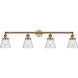Franklin Restoration Small Cone LED 42.25 inch Brushed Brass Bath Vanity Light Wall Light in Seedy Glass, Franklin Restoration