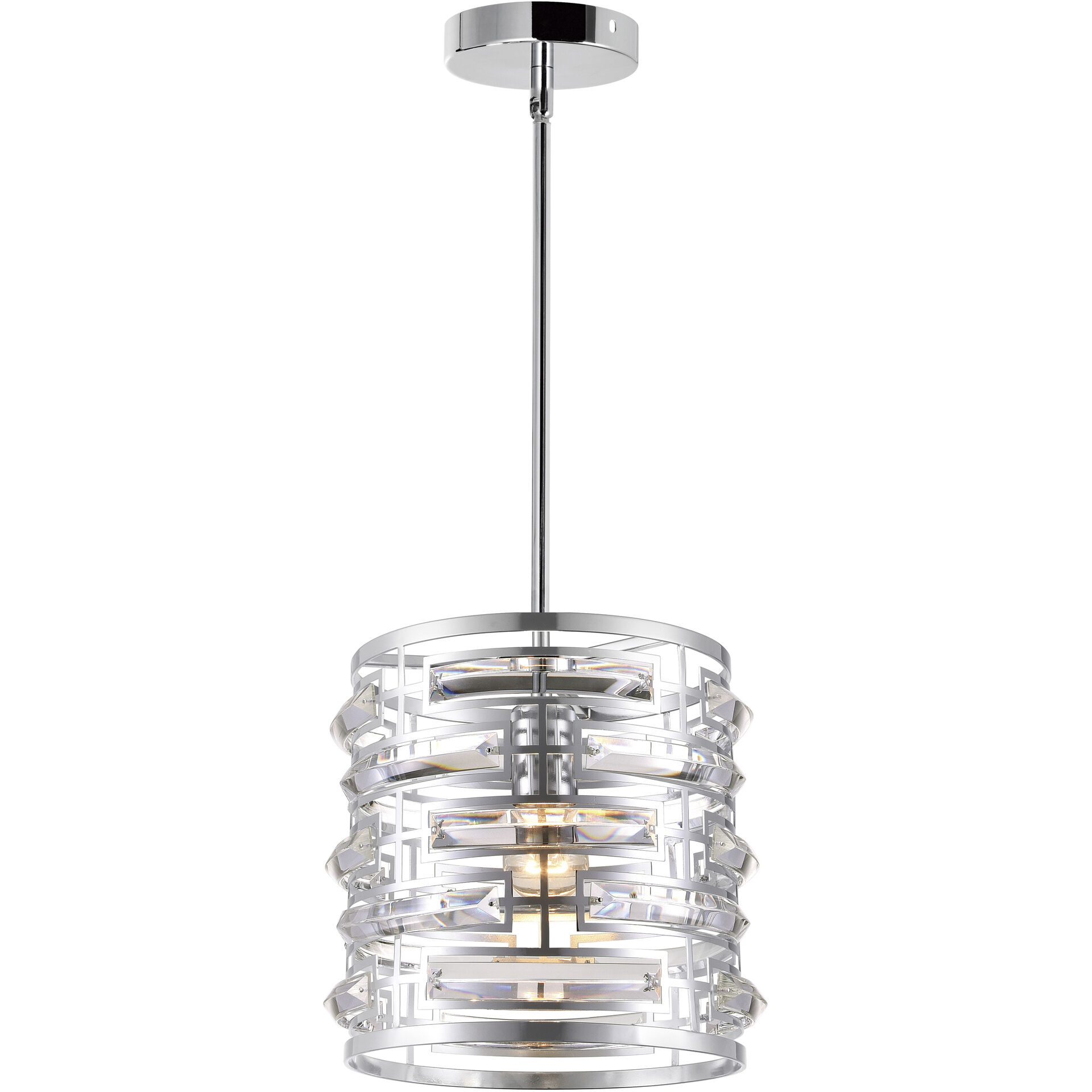 Petia 1 Light 10 inch Chrome Drum Shade Mini Chandelier Ceiling Light
