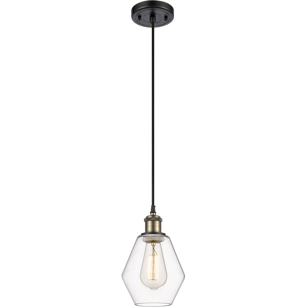 Ballston Cindyrella LED 6 inch Black Antique Brass Mini Pendant Ceiling Light