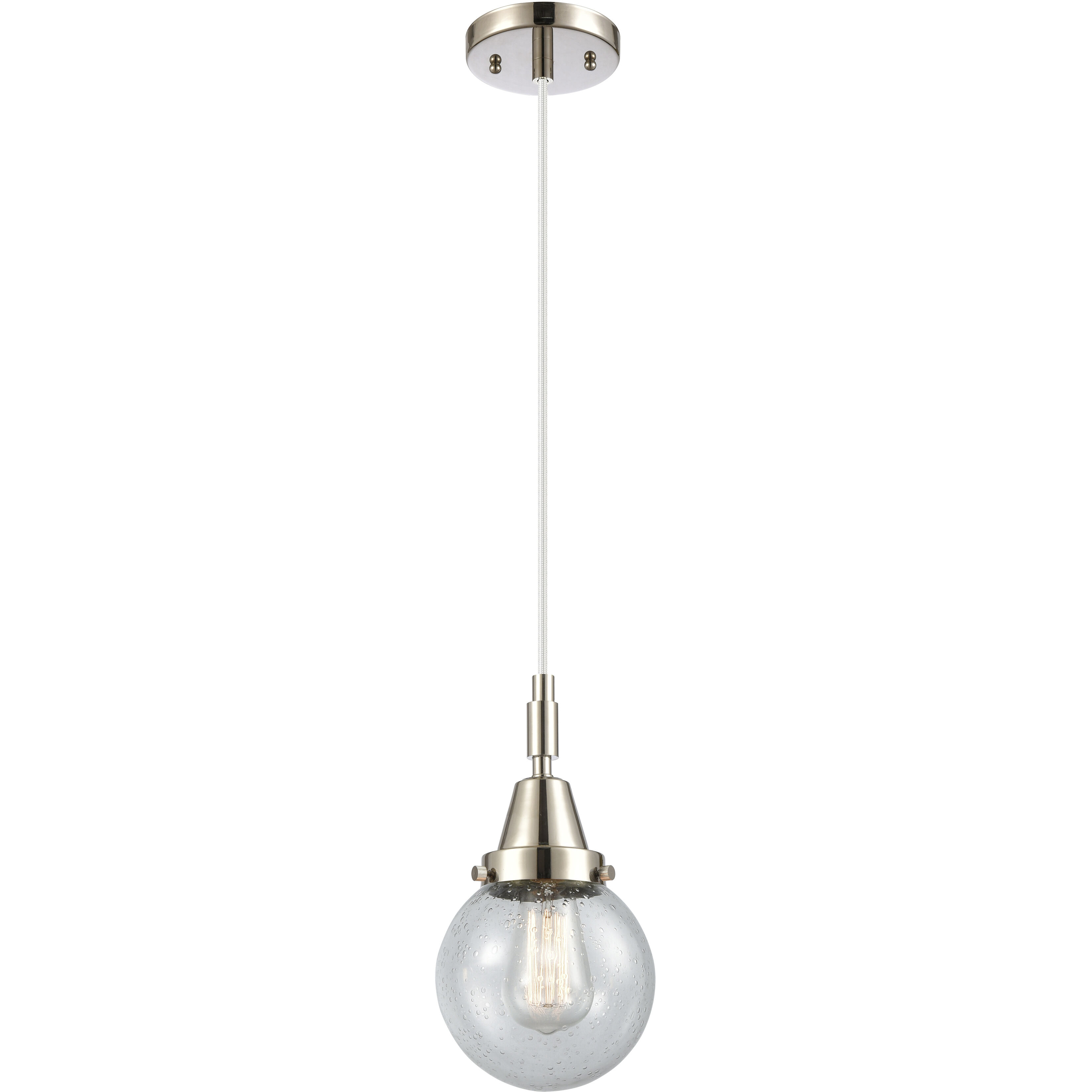 Beacon 1 Light 6 inch Polished Nickel Mini Pendant Ceiling Light in Seedy Glass