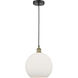 Athens 1 Light 11.75 inch Black Antique Brass Mini Pendant Ceiling Light in Matte White Glass