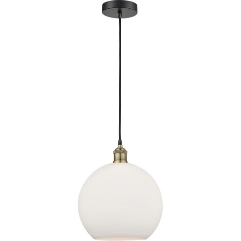 Athens 1 Light 11.75 inch Black Antique Brass Mini Pendant Ceiling Light in Matte White Glass
