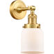 Franklin Restoration Small Bell LED 5 inch Satin Gold Sconce Wall Light in Matte White Glass, Franklin Restoration