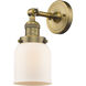 Franklin Restoration Small Bell 1 Light 5 inch Brushed Brass Semi-Flush Mount Ceiling Light in Matte White Glass, Franklin Restoration
