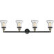 Franklin Restoration Bellmont LED 42 inch Black Antique Brass Bath Vanity Light Wall Light in Seedy Glass, Franklin Restoration