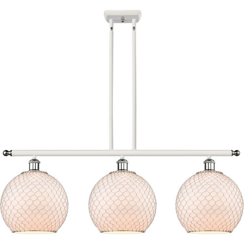Ballston Large Farmhouse Chicken Wire LED 36 inch White and Polished Chrome Island Light Ceiling Light, Ballston
