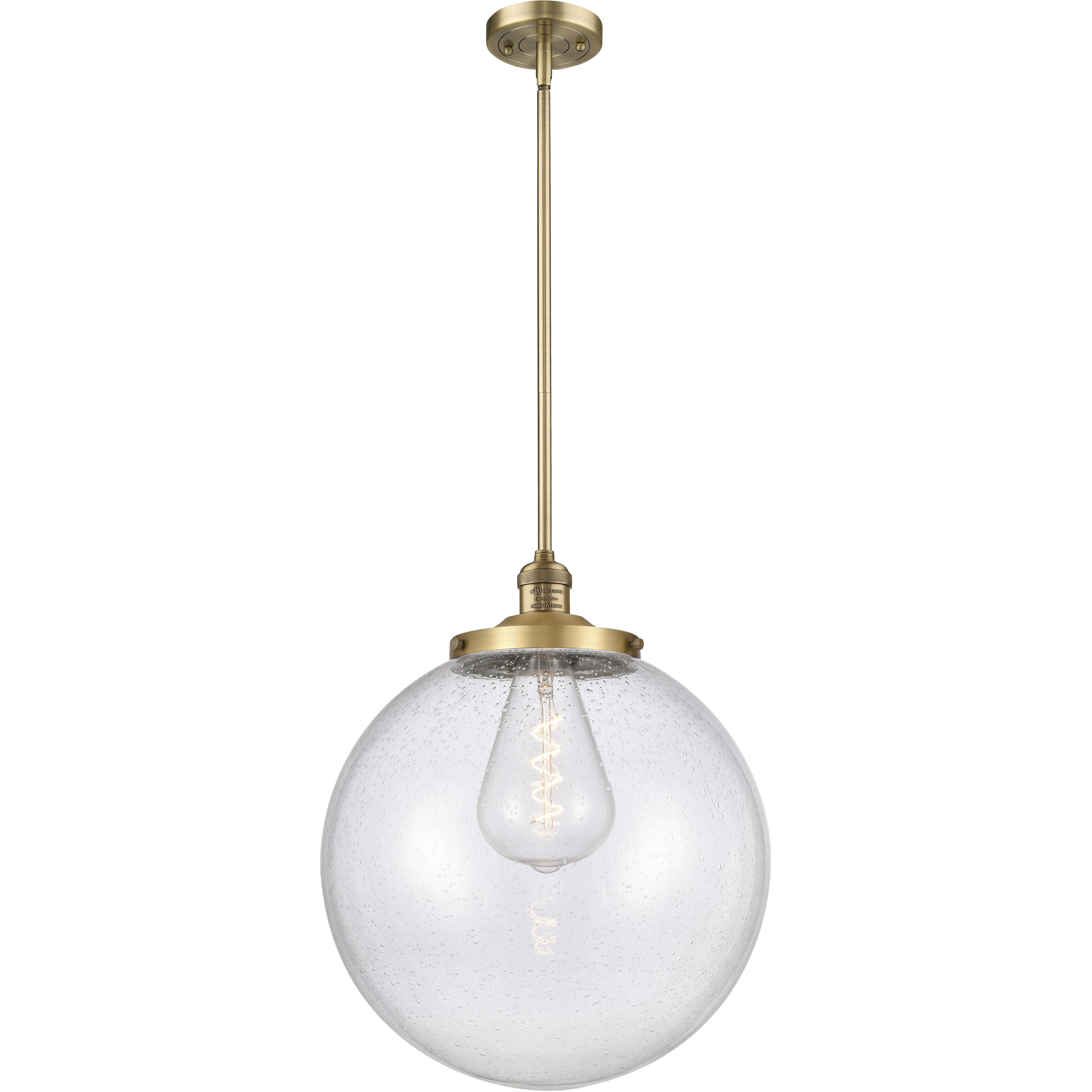 Franklin Restoration Beacon 1 Light 16 inch Brushed Brass Pendant Ceiling Light in Incandescent, Seedy