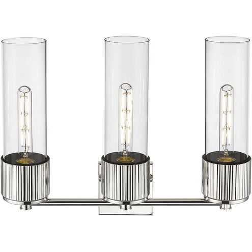 Bolivar 3 Light 20.5 inch Polished Nickel Bath Vanity Light Wall Light in Clear Glass
