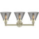 Cone 3 Light 24.5 inch Antique Brass Bath Vanity Light Wall Light in Plated Smoke