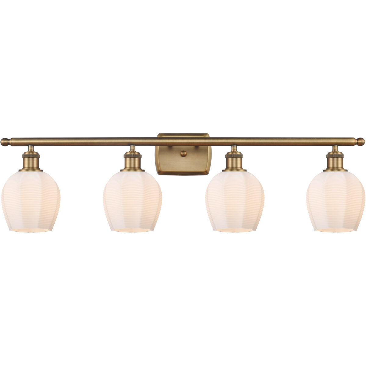 Ballston Norfolk 4 Light 36 inch Brushed Brass Bath Vanity Light Wall Light in Matte White Glass