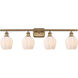 Ballston Norfolk 4 Light 36 inch Brushed Brass Bath Vanity Light Wall Light in Matte White Glass