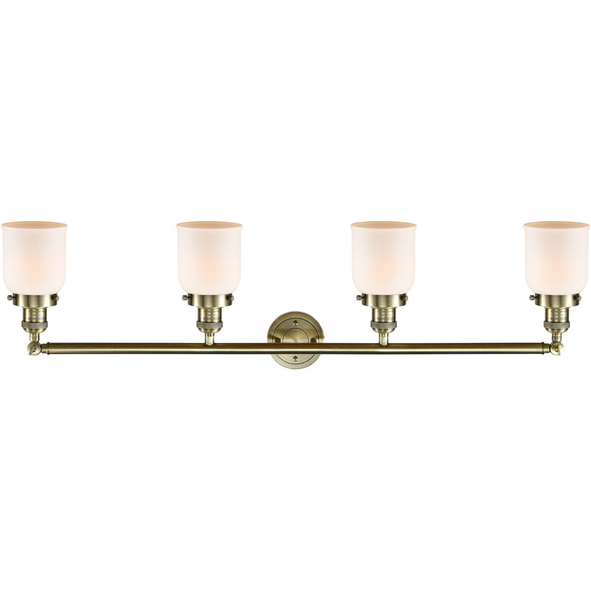 Franklin Restoration Small Bell LED 42 inch Antique Brass Bath Vanity Light Wall Light in Matte White Glass, Franklin Restoration