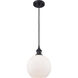 Ballston Athens LED 8 inch Matte Black Mini Pendant Ceiling Light in Matte White Glass, Ballston