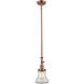 Franklin Restoration Bellmont LED 6.5 inch Antique Copper Mini Pendant Ceiling Light in Clear, Franklin Restoration
