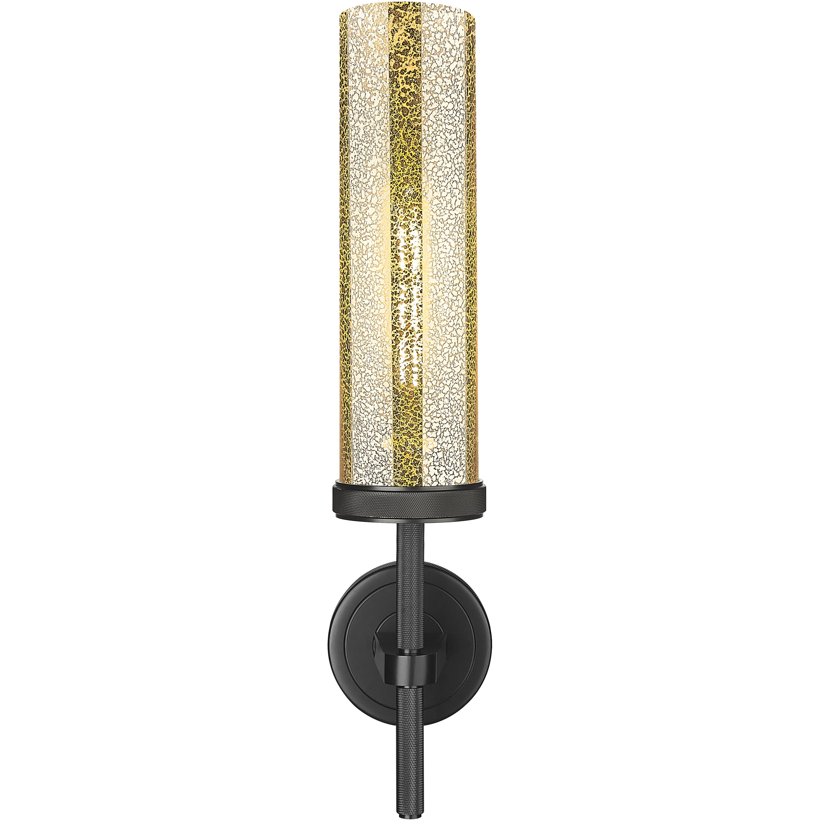Lincoln Sconce Wall Light in Matte Black, Mercury Glass