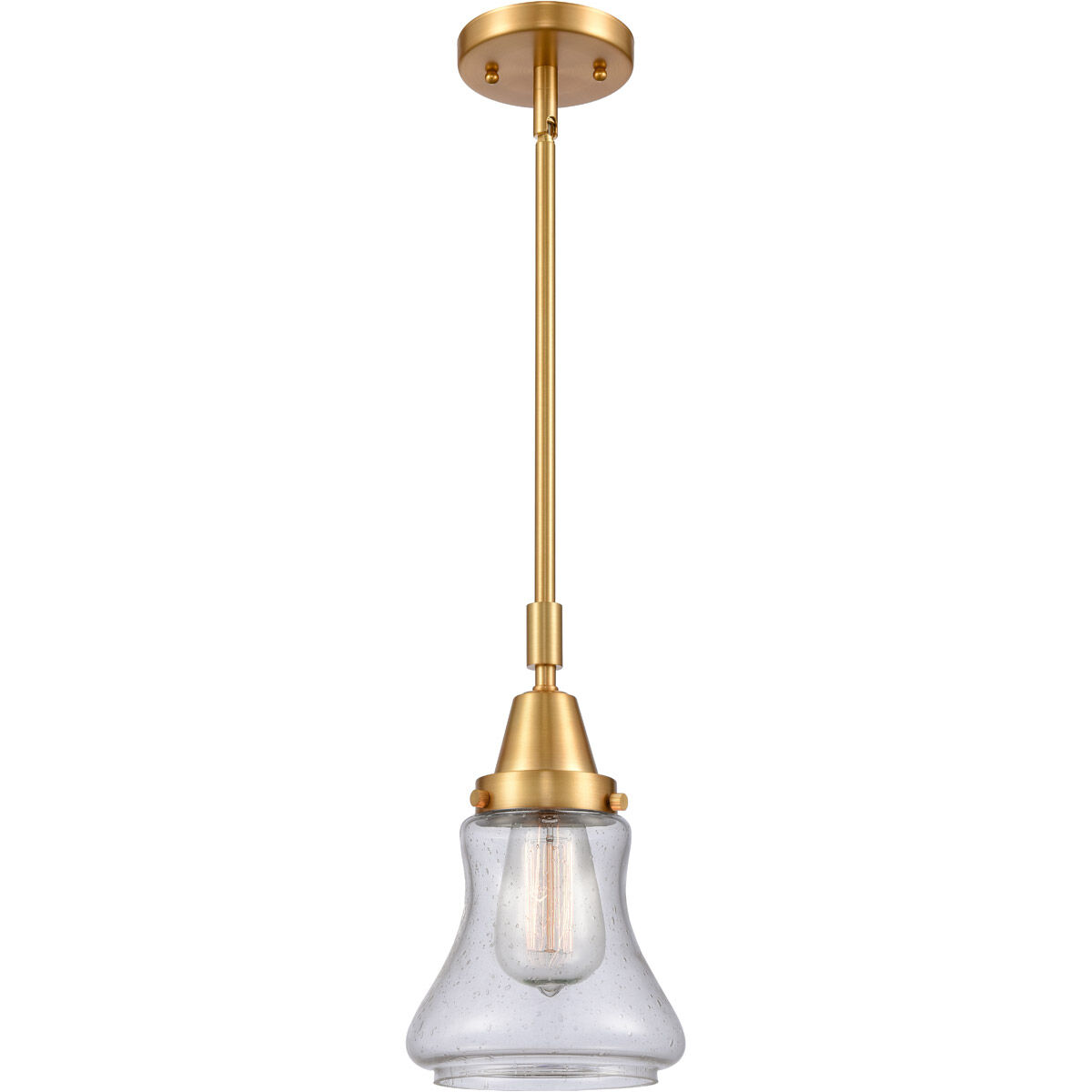 Franklin Restoration Bellmont 1 Light 7 inch Satin Gold Mini Pendant Ceiling Light in Seedy Glass