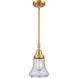 Franklin Restoration Bellmont 1 Light 7 inch Satin Gold Mini Pendant Ceiling Light in Seedy Glass