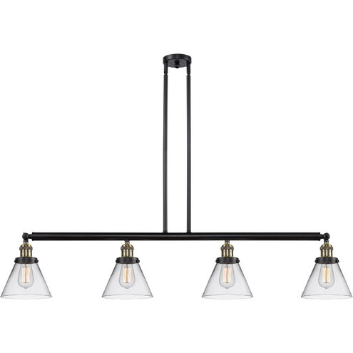 Franklin Restoration Large Cone LED 52.38 inch Black Antique Brass Island Light Ceiling Light in Clear Glass, Franklin Restoration