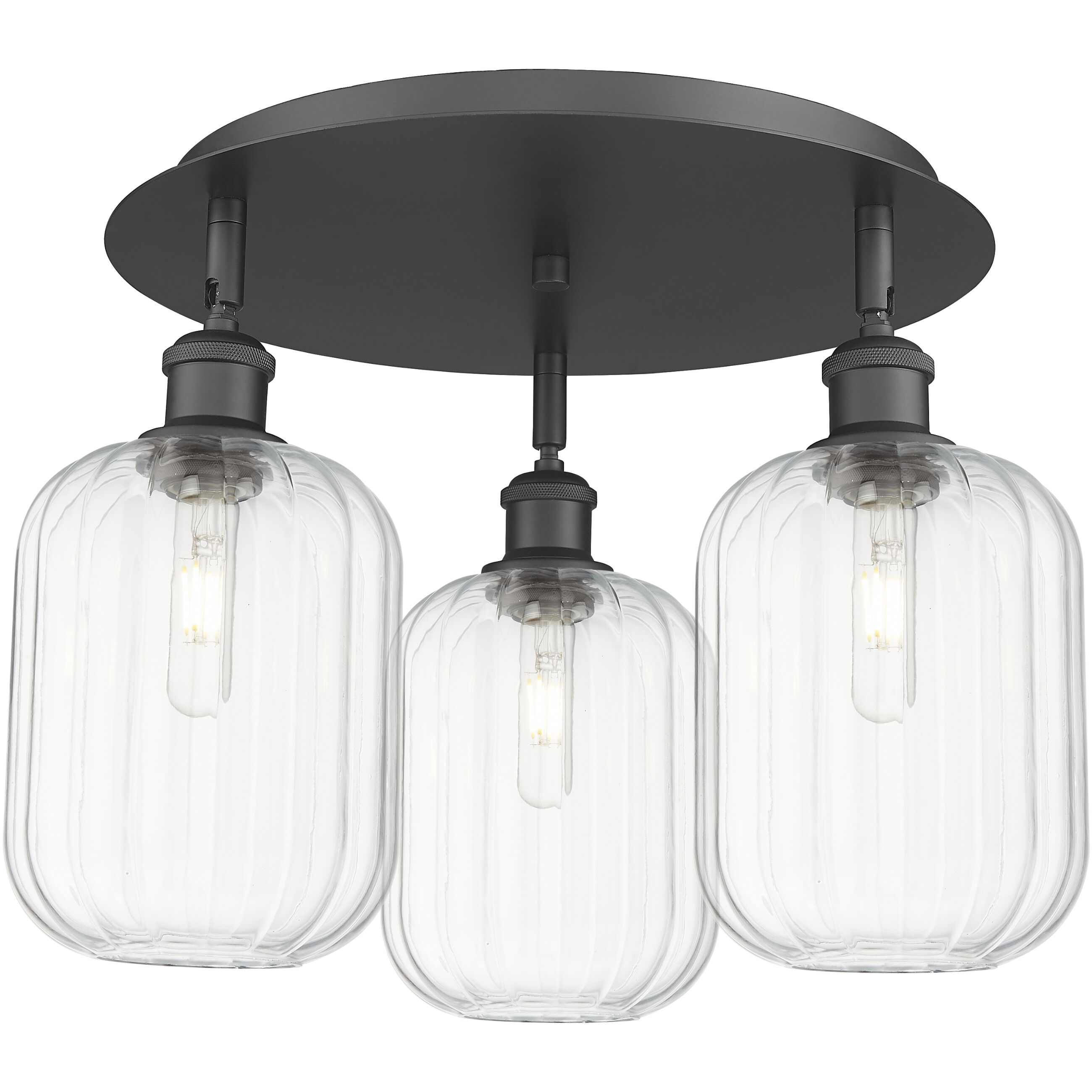 Ballston Preston 3 Light 19 inch Matte Black Flush Mount Ceiling Light in Clear Glass
