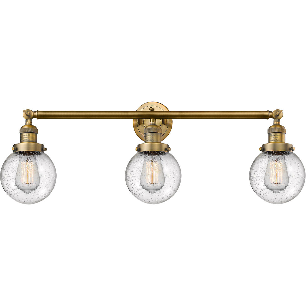 Franklin Restoration Beacon LED 30 inch Brushed Brass Bath Vanity Light Wall Light in Seedy Glass, Franklin Restoration