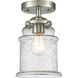 Nouveau Canton LED 6 inch Oil Rubbed Bronze Semi-Flush Mount Ceiling Light in Matte White Glass, Nouveau