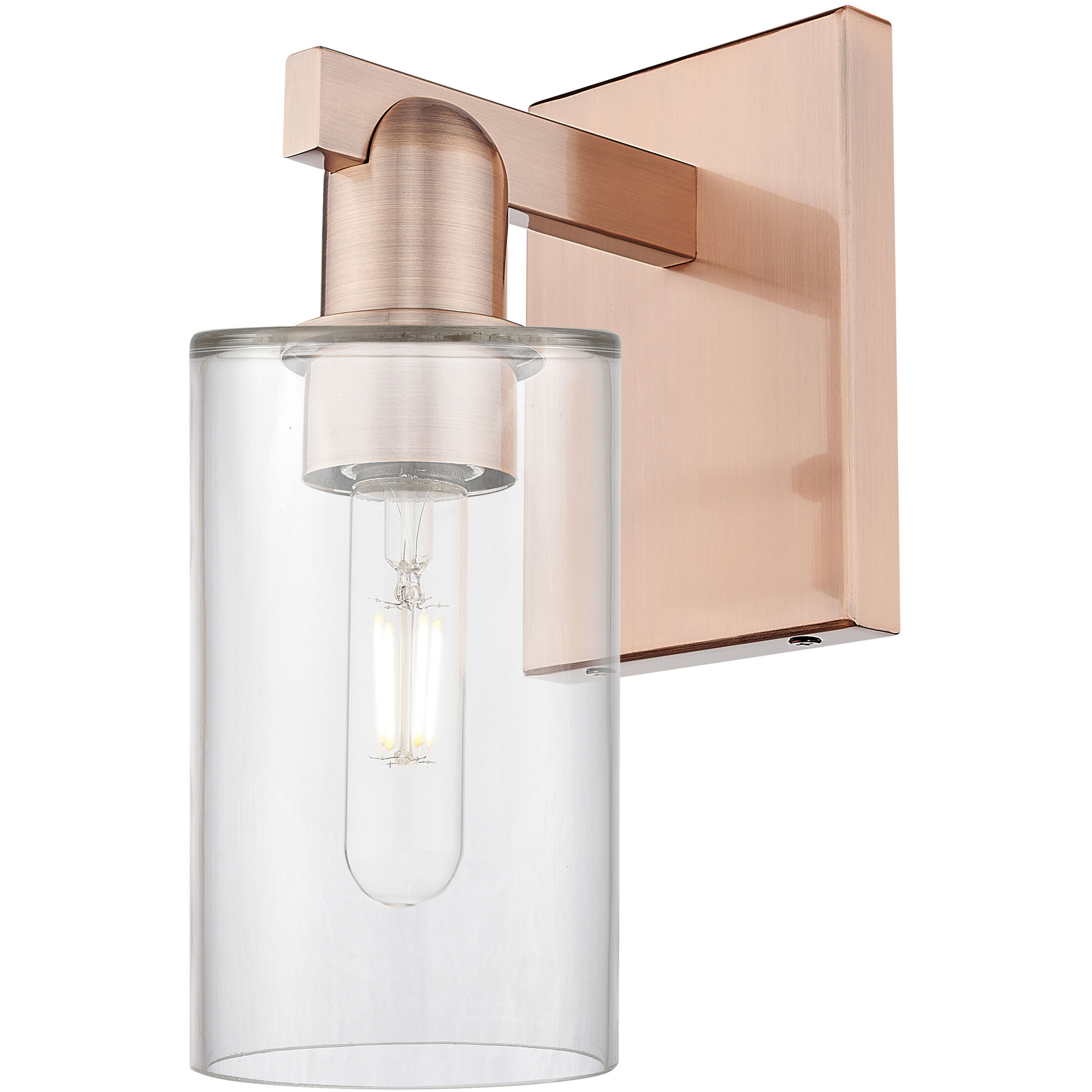 Arcadia Clymer Armed Sconce Wall Light in Antique Copper, Clear