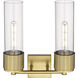Bolivar 2 Light 13.5 inch Matte Black Bath Vanity Light Wall Light in Clear Glass