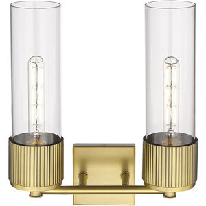 Bolivar 2 Light 13.5 inch Matte Black Bath Vanity Light Wall Light in Clear Glass