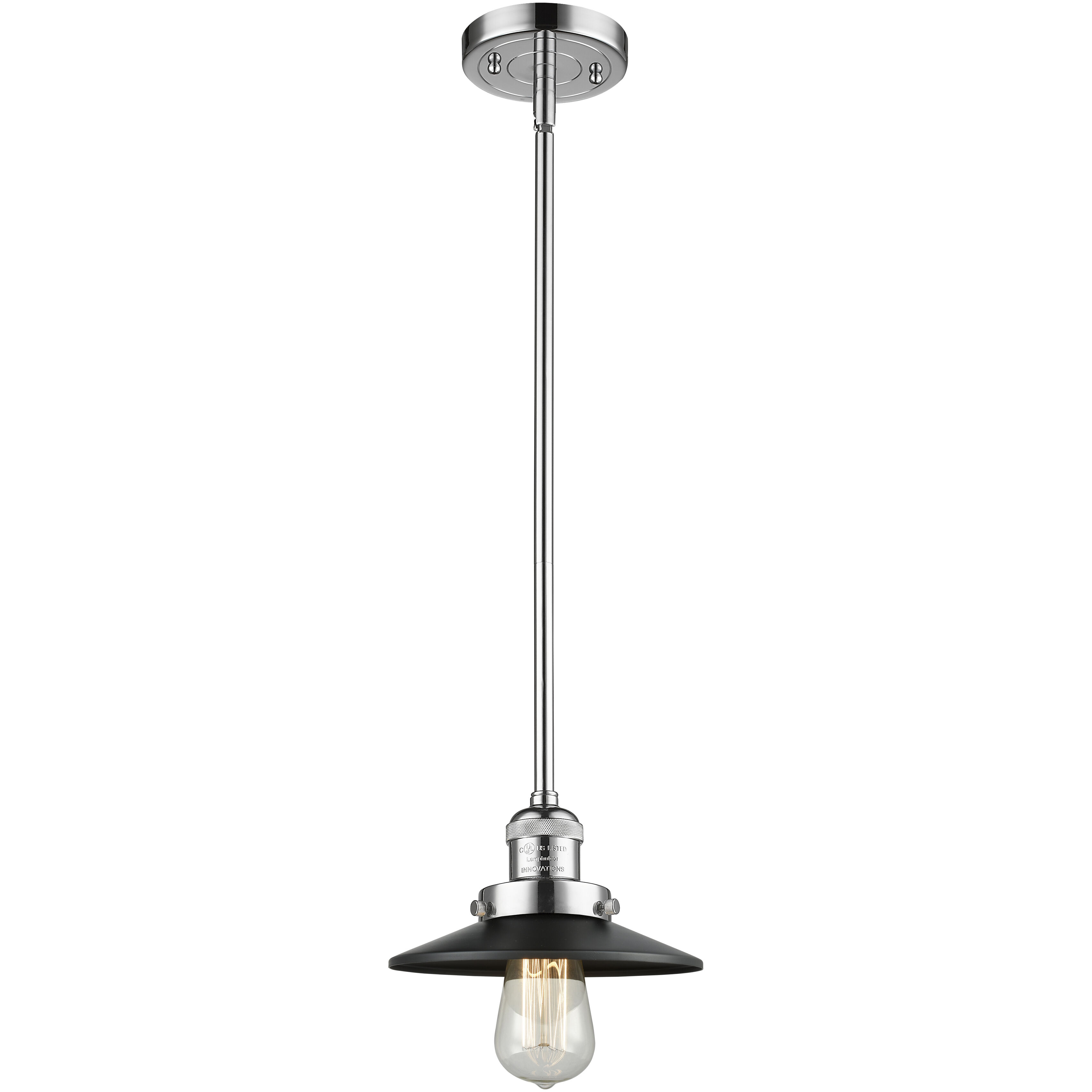 Franklin Restoration Railroad 1 Light 8 inch Polished Chrome Mini Pendant Ceiling Light in Incandescent, Matte Black