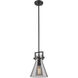 Newton Cone 1 Light 8 inch Matte Black Mini Pendant Ceiling Light in Light Smoke Glass