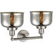 Franklin Restoration Large Bell LED 18 inch Brushed Satin Nickel Bath Vanity Light Wall Light in Silver Plated Mercury Glass, Franklin Restoration