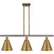 Ballston Cone 3 Light 36 inch Brushed Brass Island Light Ceiling Light