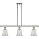 Ballston Hanover 3 Light 36 inch Polished Nickel Island Light Ceiling Light in Mouchette Glass, Ballston