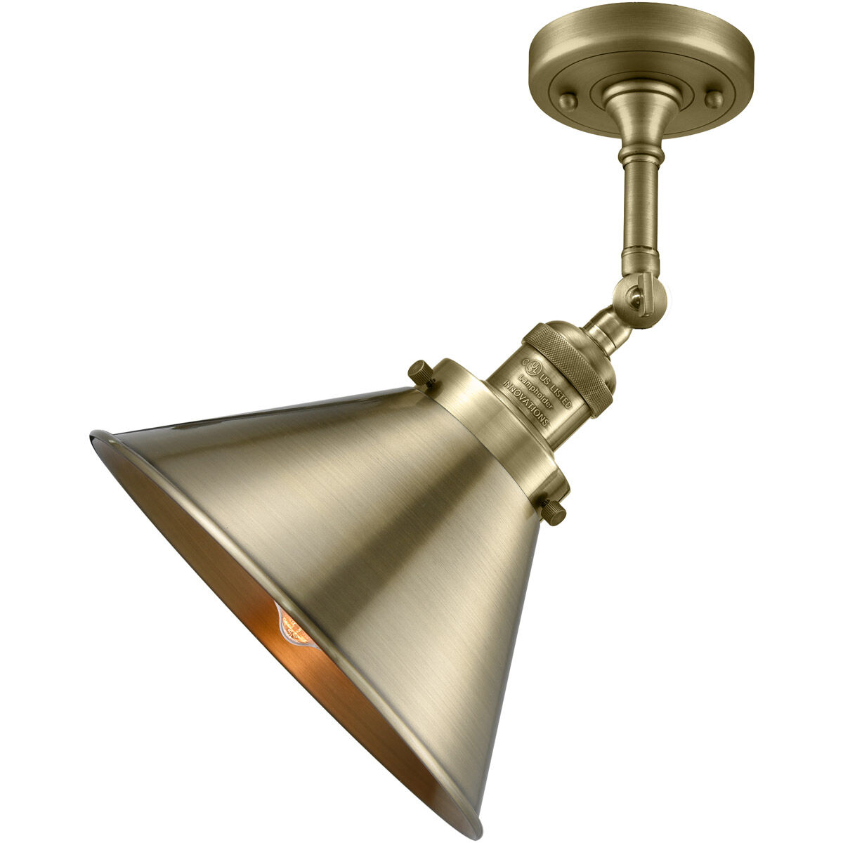 Franklin Restoration Briarcliff 1 Light 10 inch Antique Brass Semi-Flush Mount Ceiling Light, Franklin Restoration