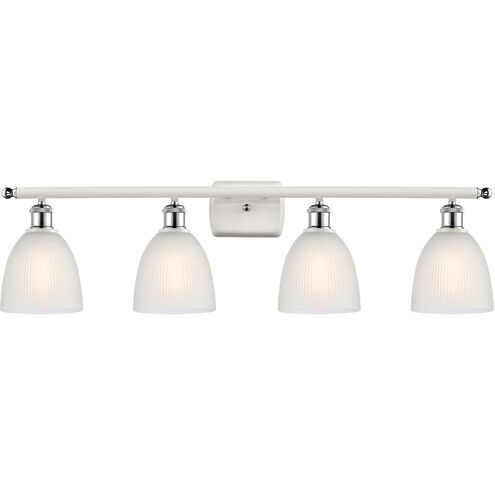 Ballston Castile LED 36 inch White and Polished Chrome Bath Vanity Light Wall Light in White Glass, Ballston
