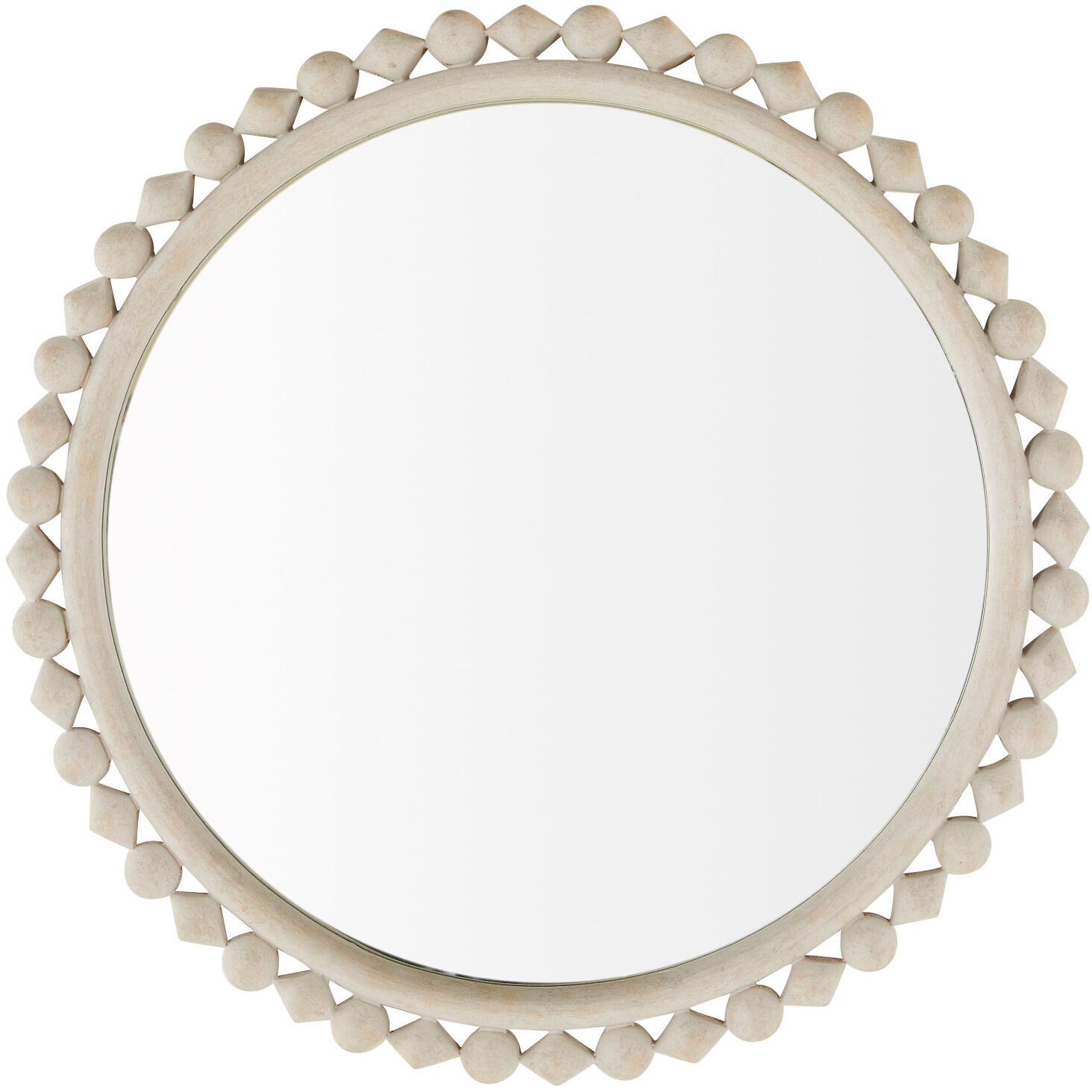 Belle 28 X 28 inch Distressed White / Clear Mirror Mirror