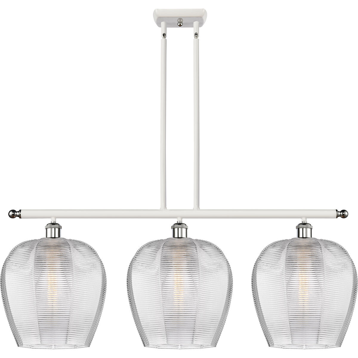 Ballston Norfolk LED 38 inch White and Polished Chrome Island Light Ceiling Light in Clear Glass