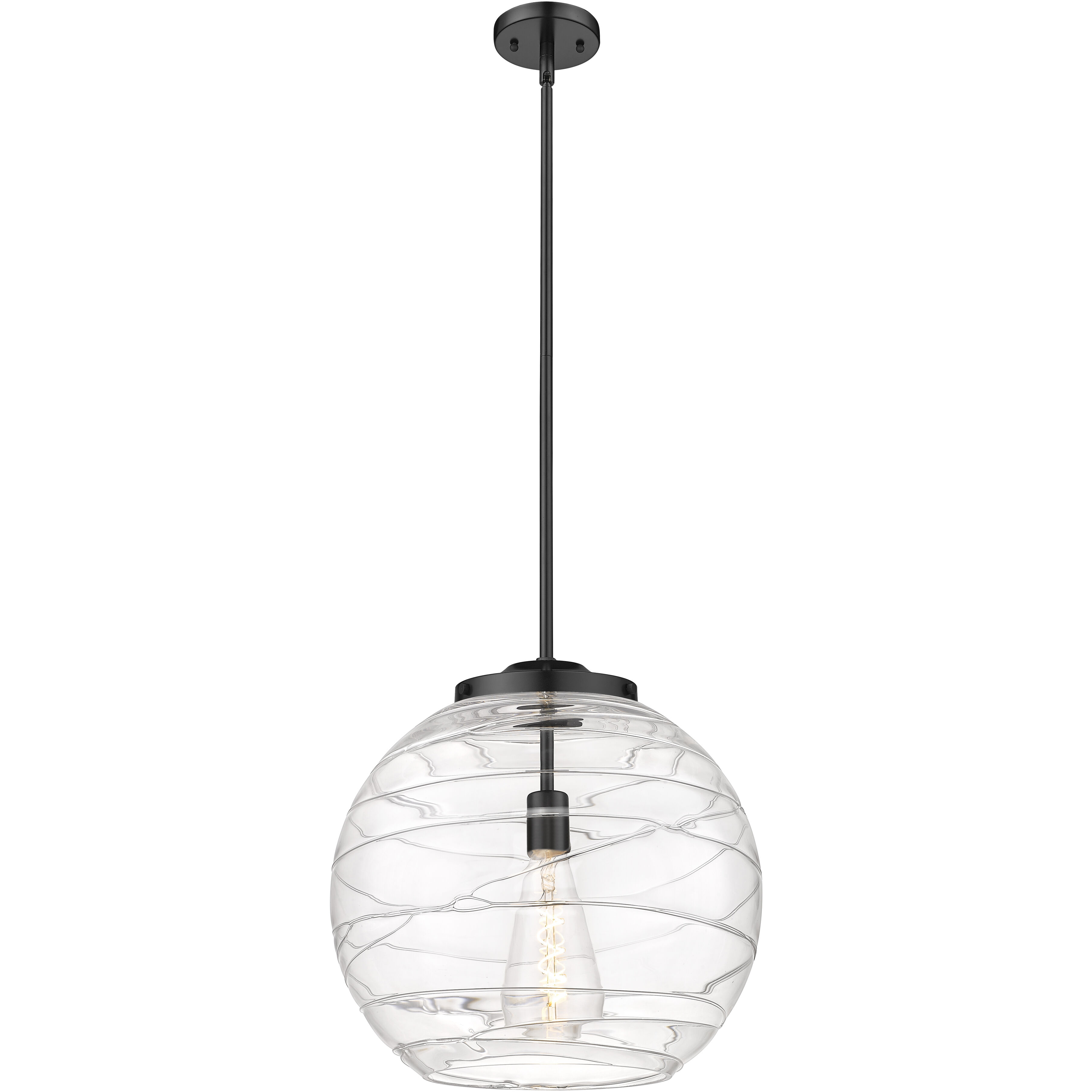 Ballston Athens Deco Swirl 1 Light 15.75 inch Matte Black Pendant Ceiling Light in Incandescent, Clear Deco Swirl