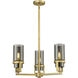 Utopia 3 Light 21.5 inch Brushed Brass Pendant Ceiling Light in Plated Smoke Glass