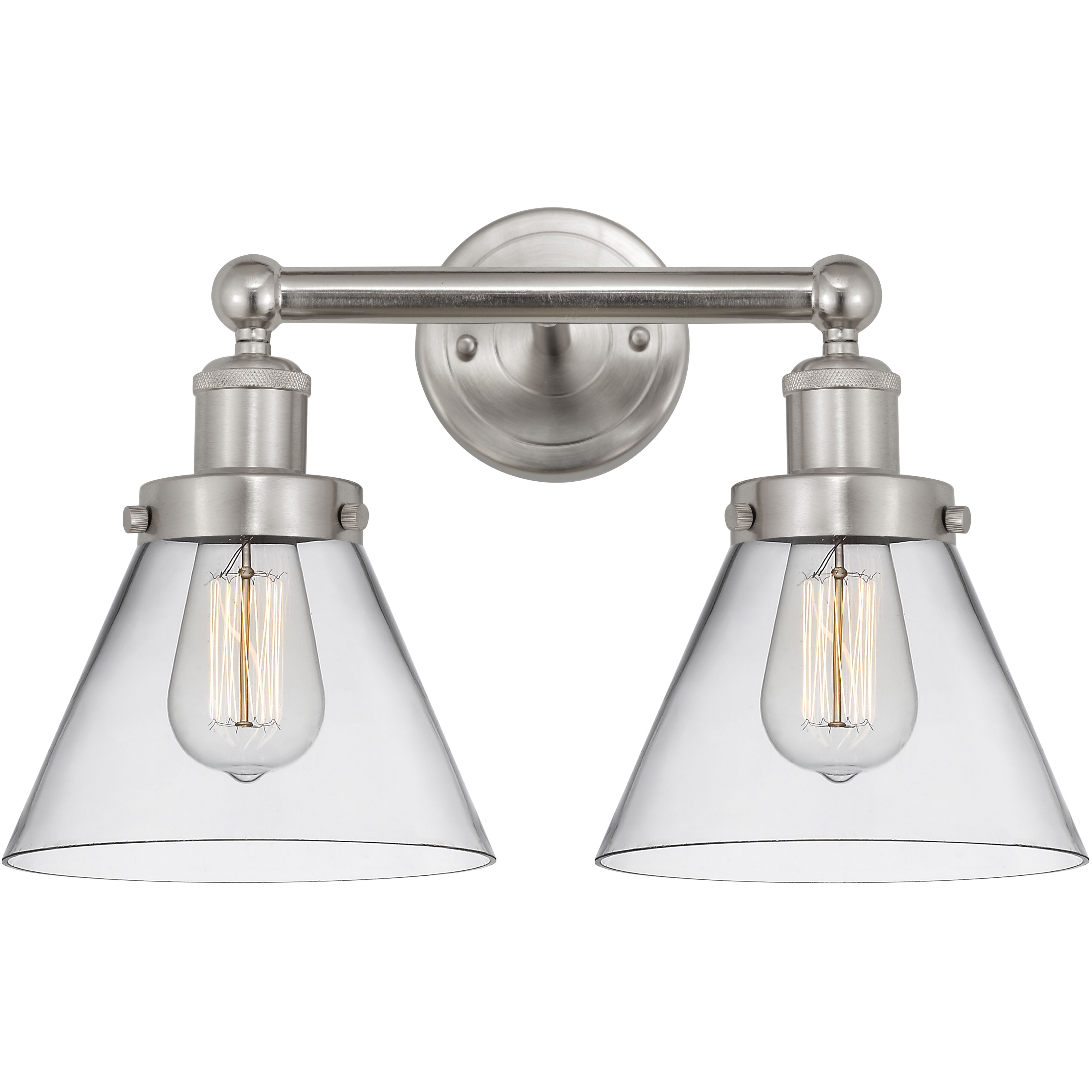 Cone 2 Light 15.5 inch Brushed Satin Nickel Bath Vanity Light Wall Light