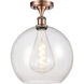 Ballston Athens LED 11.75 inch Antique Copper Semi-Flush Mount Ceiling Light in Seedy Glass