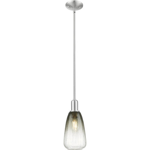 Downtown Urban Brookhaven Almond 1 Light 6 inch Brushed Satin Nickel Mini Pendant Ceiling Light in Slate Glass