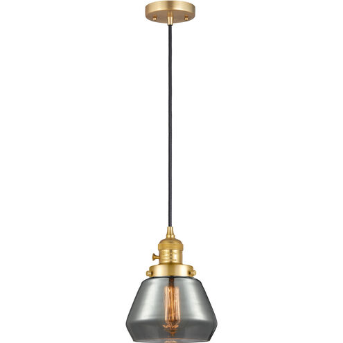 Franklin Restoration Fulton LED 7 inch Satin Gold Mini Pendant Ceiling Light in Plated Smoke