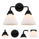 Nouveau 2 Large Cone 2 Light 16 inch Matte Black Bath Vanity Light Wall Light in Matte White Glass