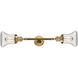 Franklin Restoration Bellmont 2 Light 6 inch Brushed Brass Bath Vanity Light Wall Light in Clear Glass, Franklin Restoration