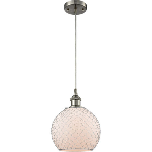 Ballston Farmhouse Chicken Wire 1 Light 8 inch Brushed Satin Nickel Mini Pendant Ceiling Light, Ballston