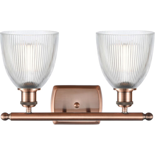 Ballston Castile LED 16 inch Antique Copper Bath Vanity Light Wall Light in Clear Glass, Ballston