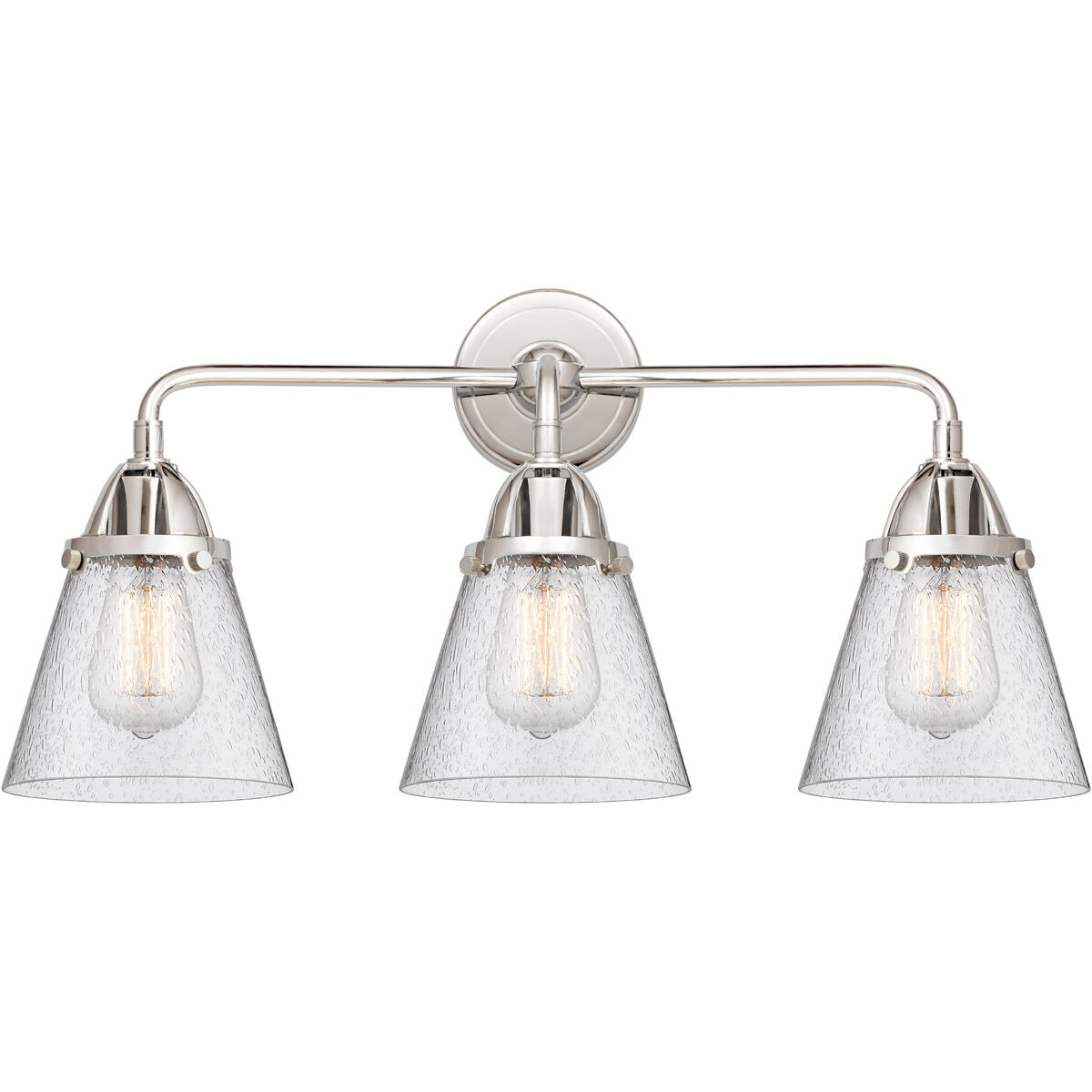 Nouveau 2 Small Cone LED 24.25 inch Polished Chrome Bath Vanity Light Wall Light in Seedy Glass